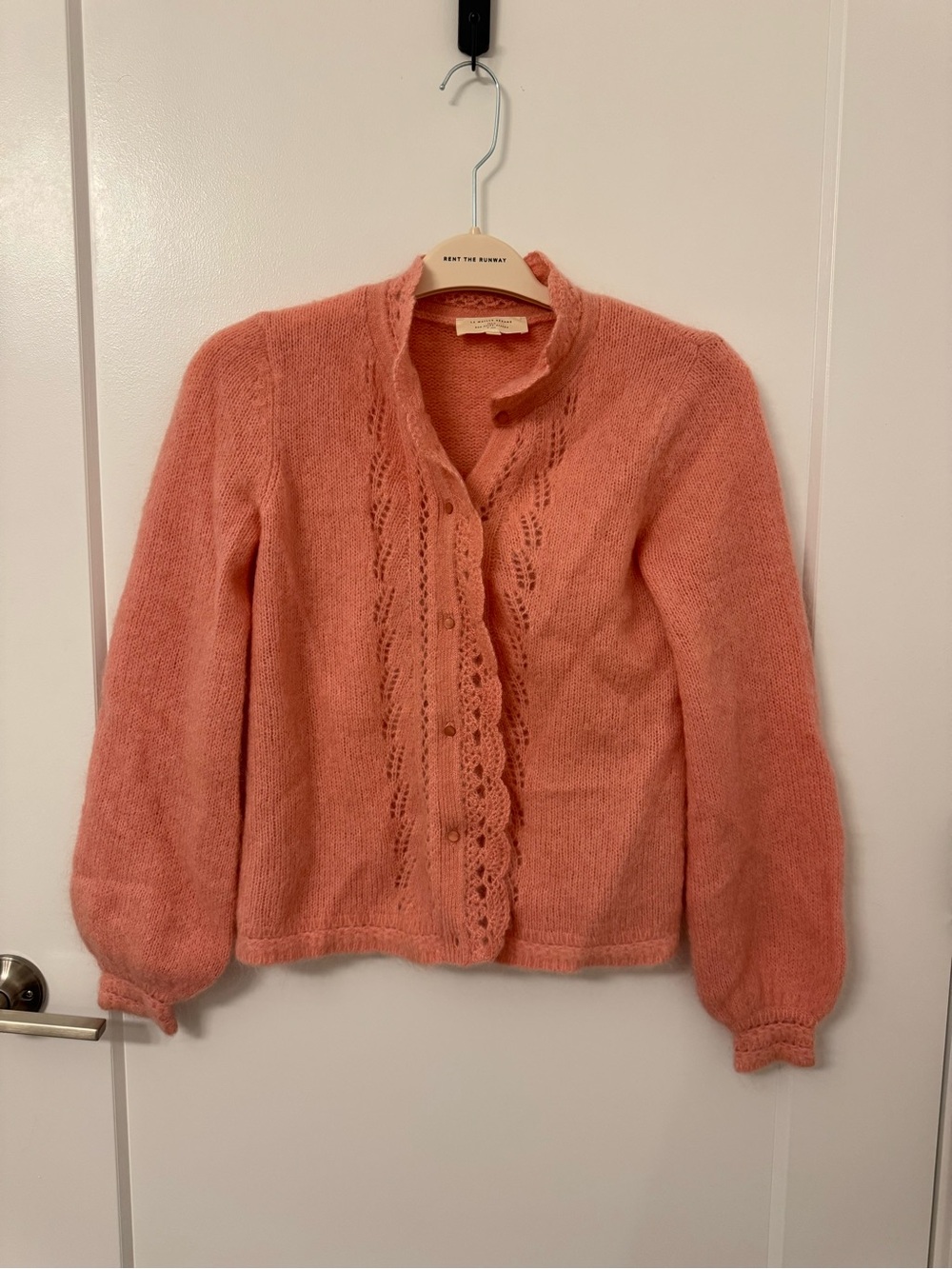 Sezane Soft Coral Pink Knit Cardigan Sweater